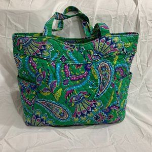 Vera Bradley Emerald Paisley Pleated Tote Bag